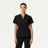 Jaanuu Calix Fit & Flare Scrub Top - Black