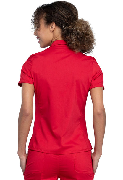 Cherokee Workwear WW Revolution WW Revolution  Tuckable Snap Front Polo Shirt Red L WW698